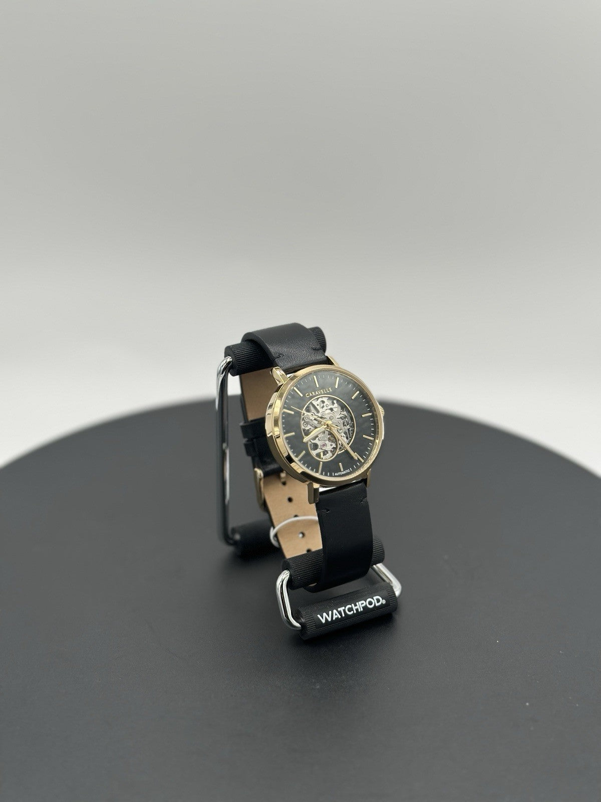 New Caravelle Men's Classic Black Dial Watch Genuine Leather Durable 44A121 $275