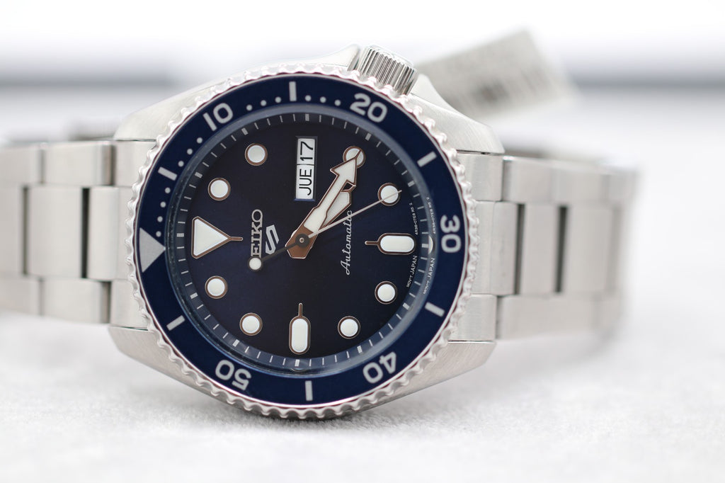 Seiko 5 Sports Steel Case and Bracelet Blue Sunray Dial Men's Watch SRPD51
