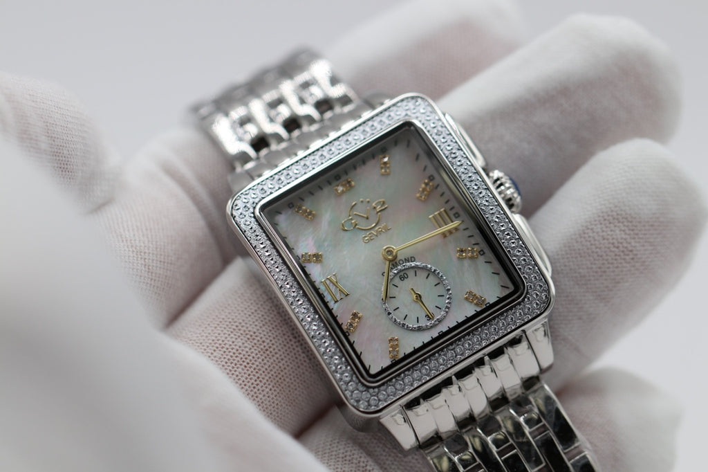 GV2 by Gevril Women's Watch 9258B Swiss Quartz Mother of Pearl Dial Silver Steel