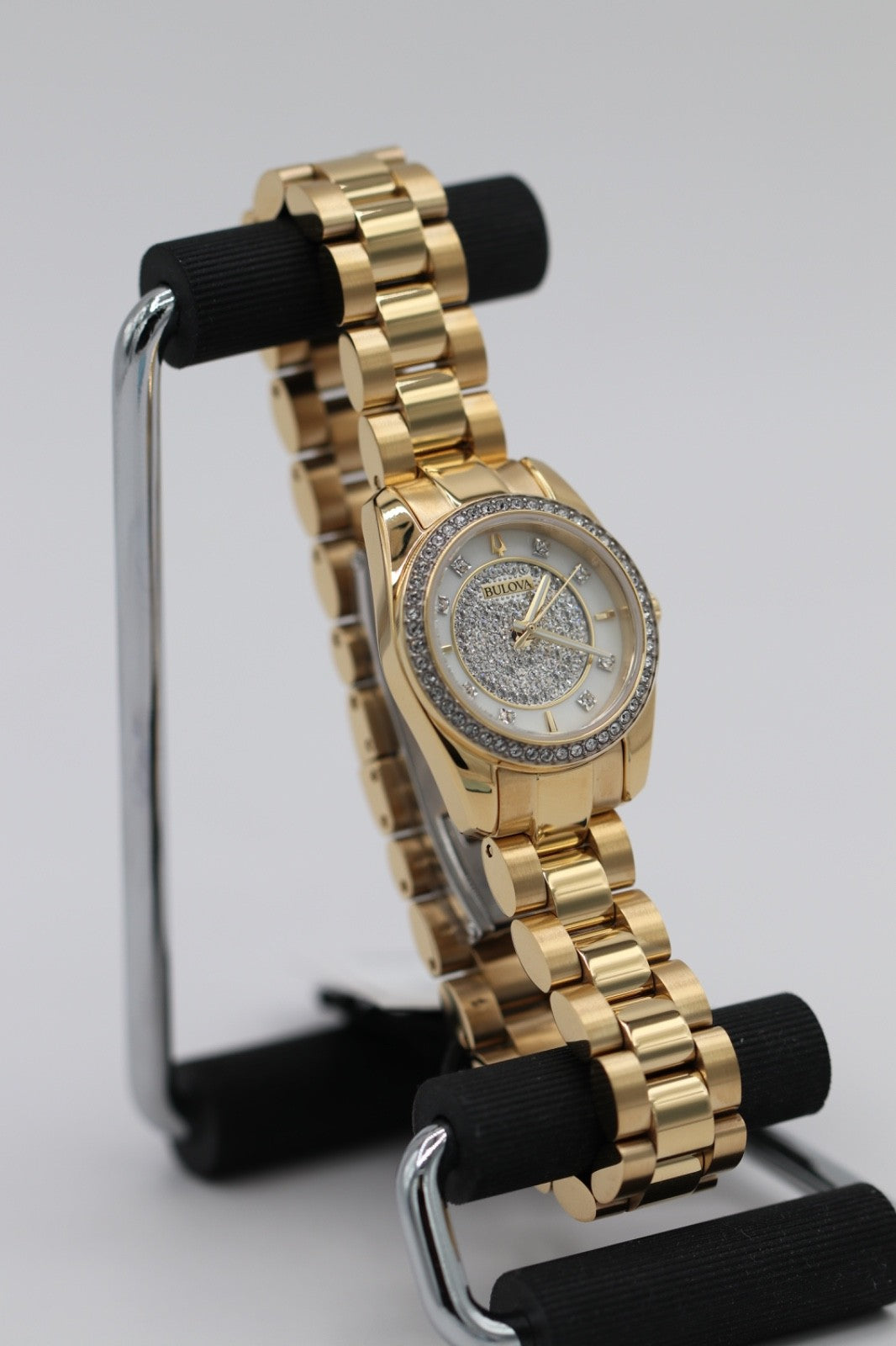 Bulova Classic Gold Tone Stainless Steel Crystal Ladies Watch- Model 98L315 NWT