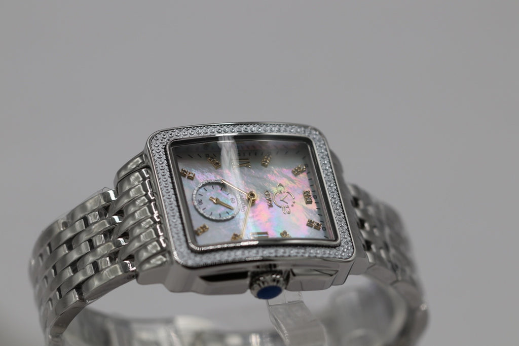 GV2 by Gevril Women's Watch 9258B Swiss Quartz Mother of Pearl Dial Silver Steel