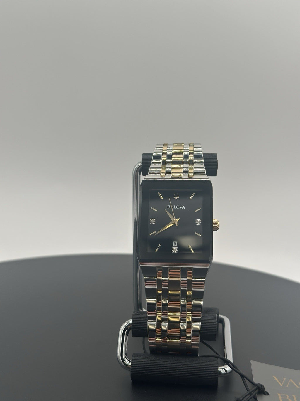 BULOVA 98D153 Diamond Stainless Steel Gold & Silver Tone Date Men's Watch