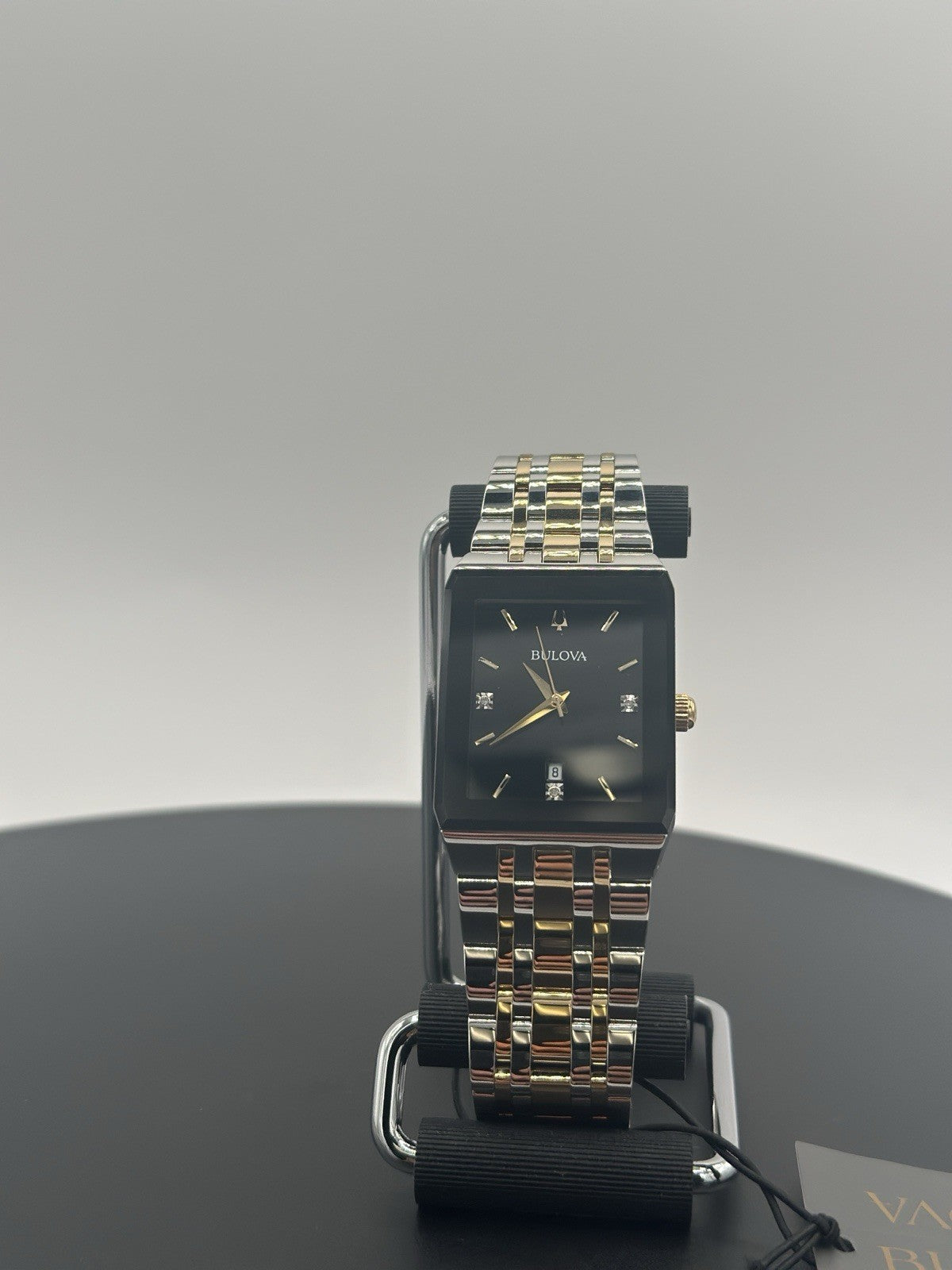 BULOVA 98D153 Diamond Stainless Steel Gold & Silver Tone Date Men's Watch