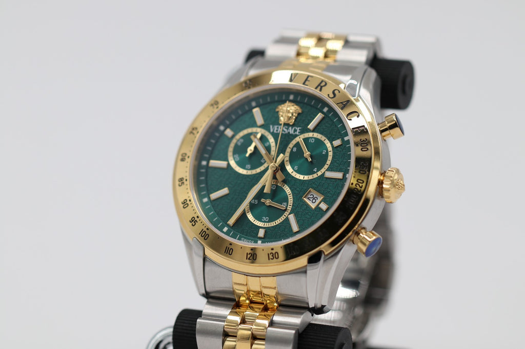 Versace Chrono Master Quartz Watch, PVD Gold, Green, 44 mm VE8R00524