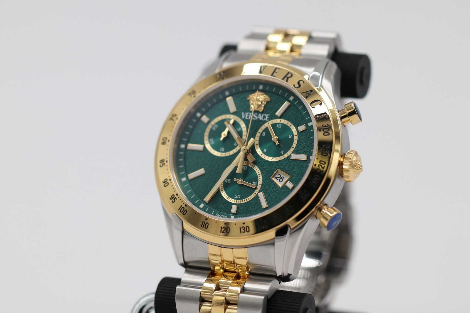 Versace Chrono Master Quartz Watch, PVD Gold, Green, 44 mm VE8R00524