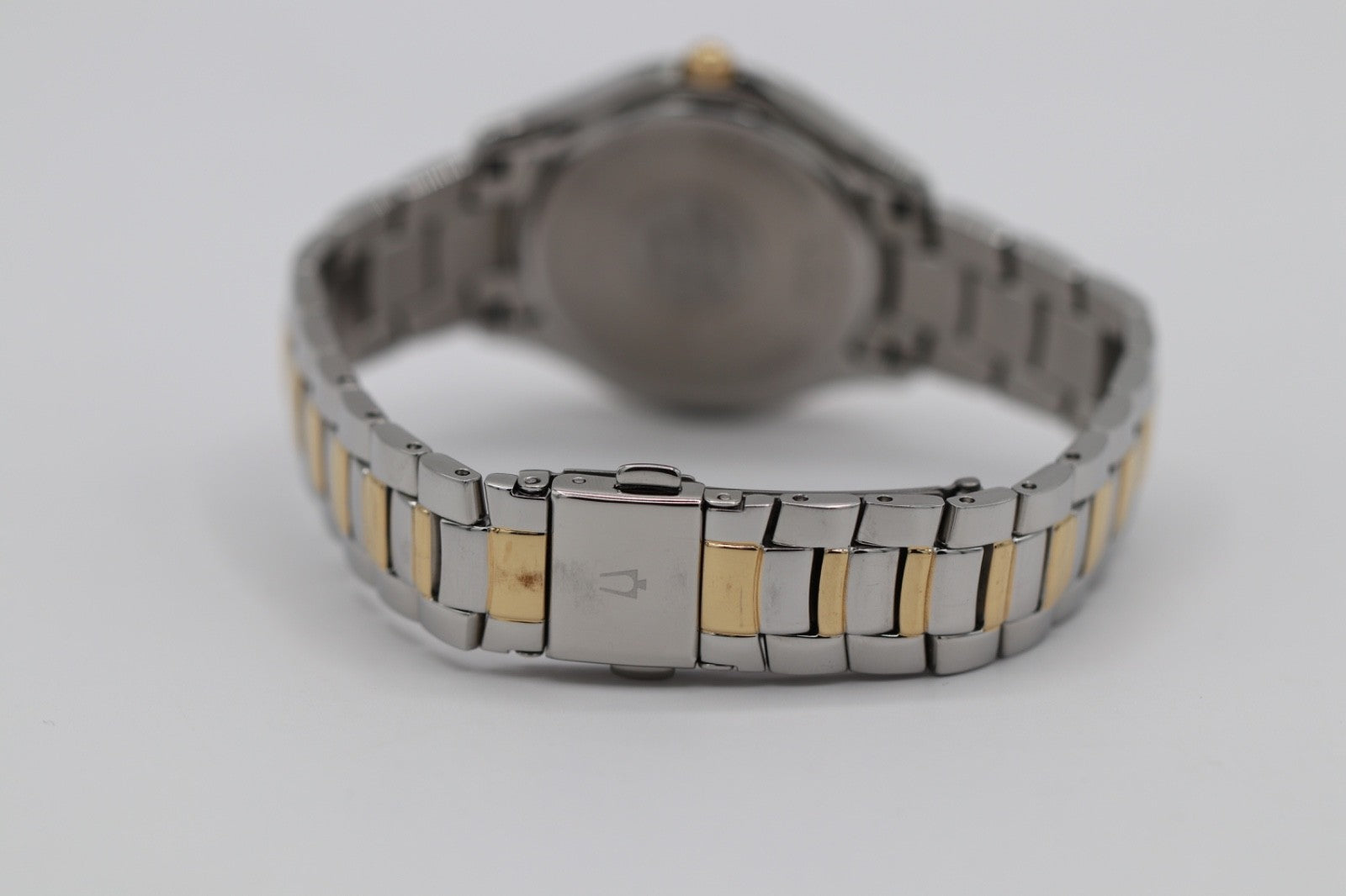 Bulova Crystal Watch Women 32mm MOP Dial Two Tone Crystal Bezel 98L255 A12
