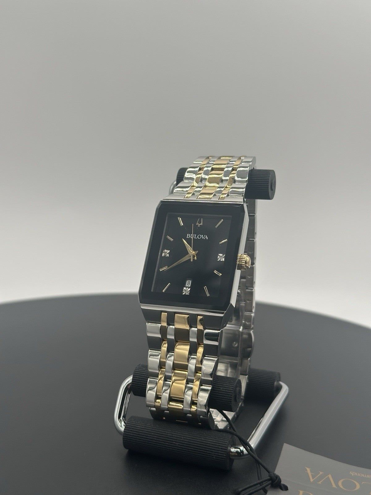 BULOVA 98D153 Diamond Stainless Steel Gold & Silver Tone Date Men's Watch