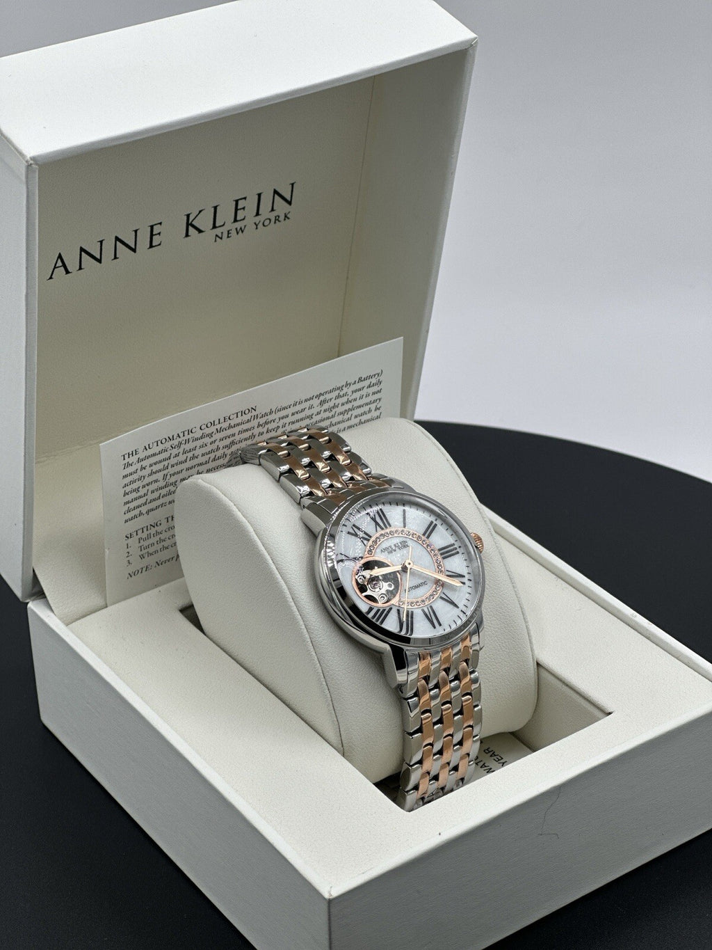 Anne Klein 12/2339MPRT 36 mm Silver Stainless Steel Case with Rose...