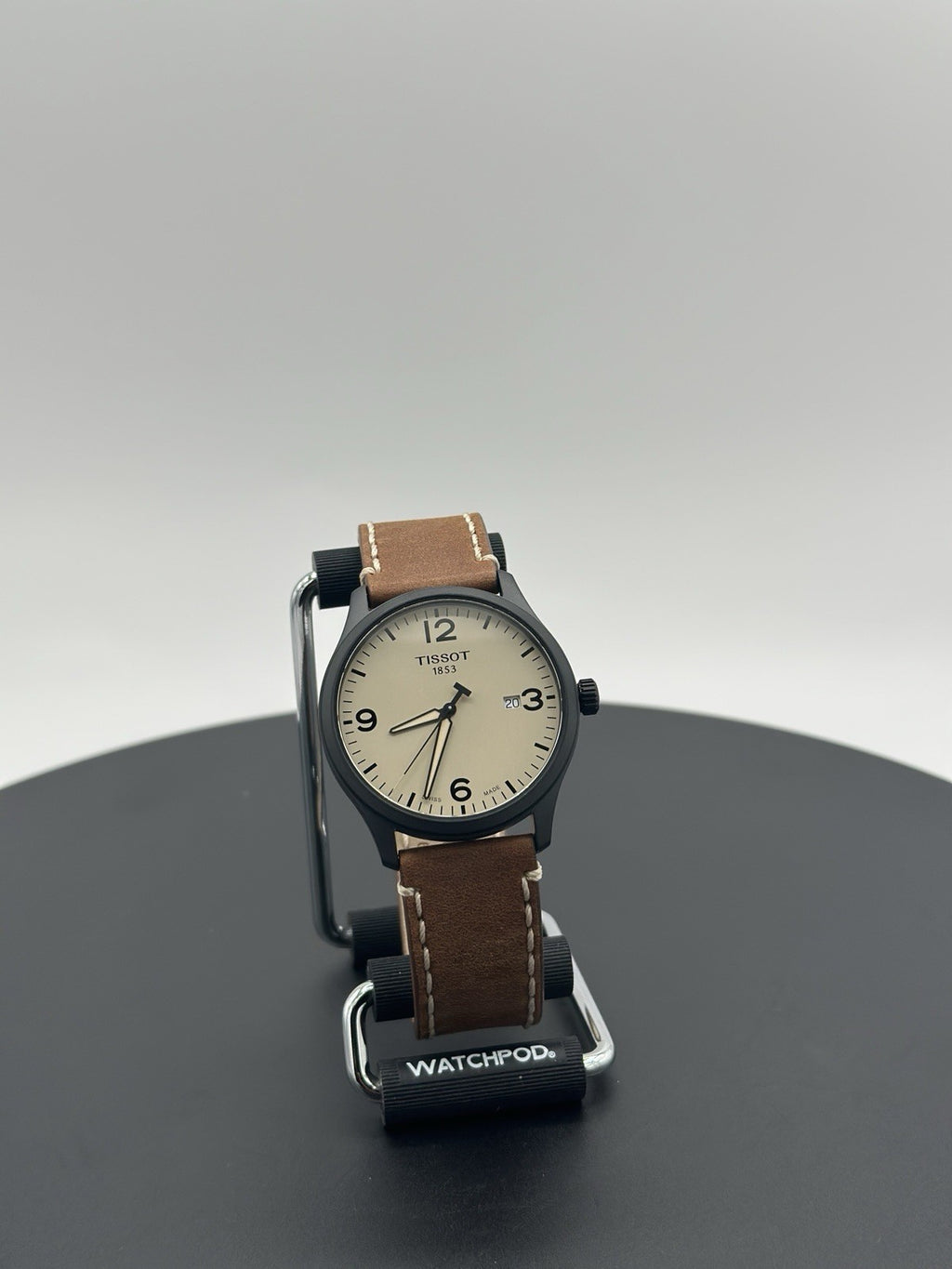 Tissot Mens Gent XL 316L 42mm Black Stainless Steel Case Brown Leather Strap