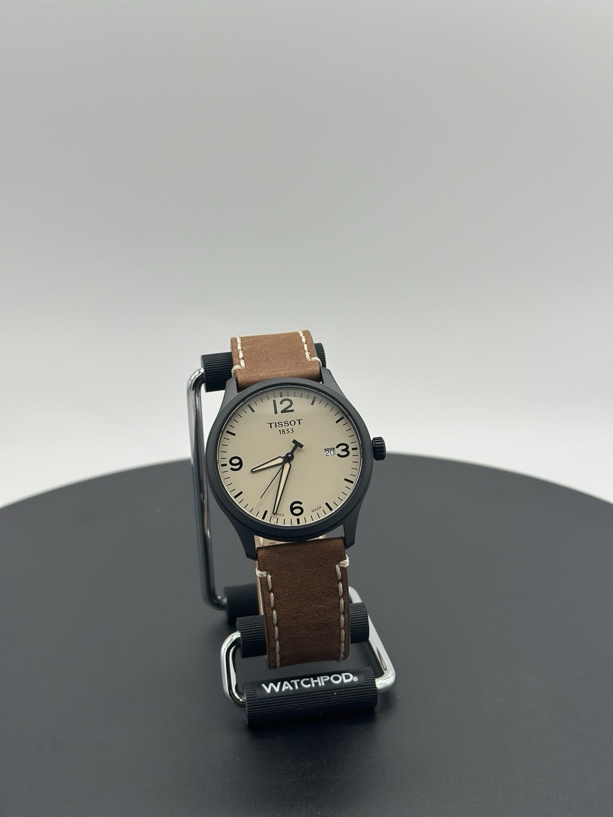 Tissot Mens Gent XL 316L 42mm Black Stainless Steel Case Brown Leather Strap