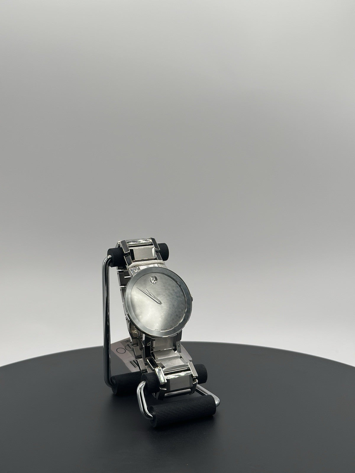 Movado Sapphire Silver Mirror Museum Dial Stainless Steel Men's Watch 0607178