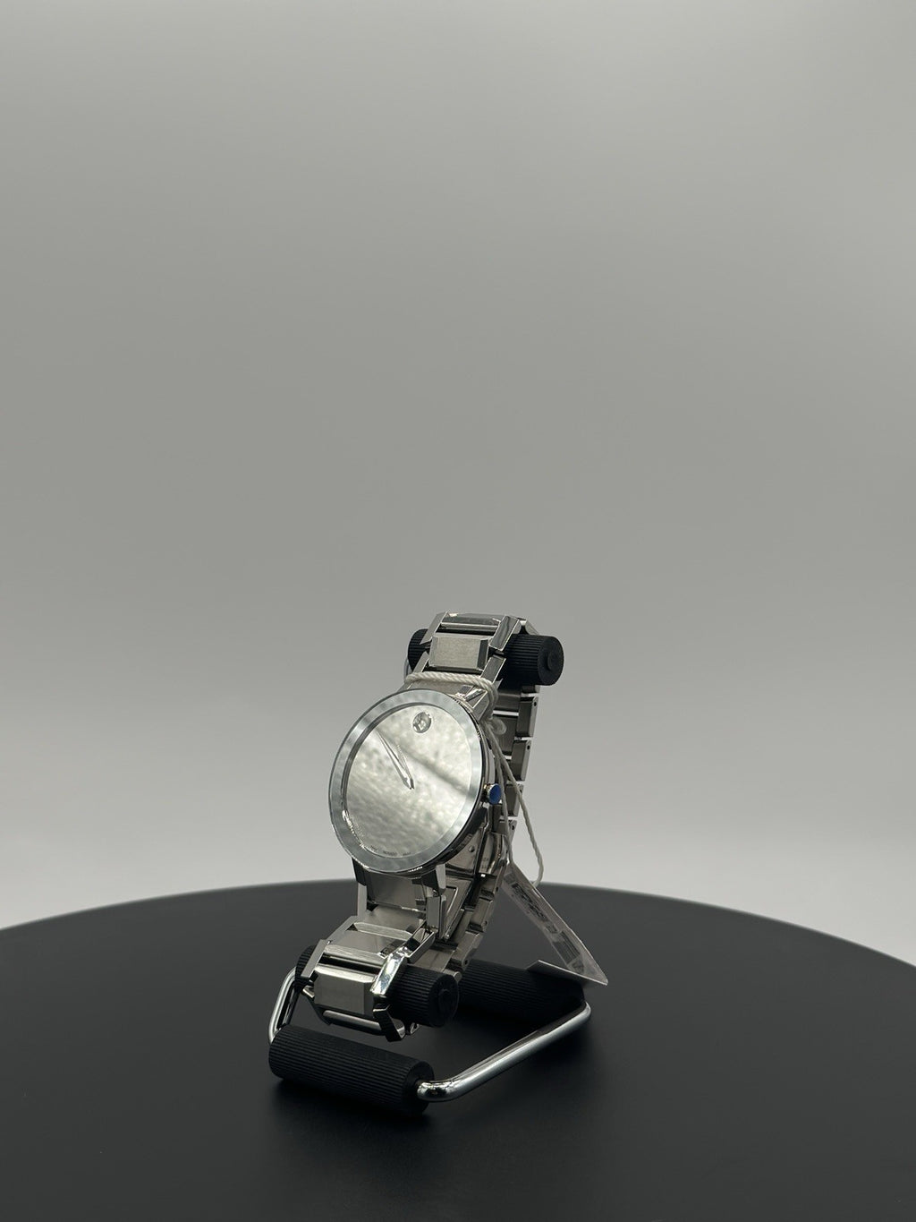 Movado Sapphire Silver Mirror Museum Dial Stainless Steel Men's Watch 0607178