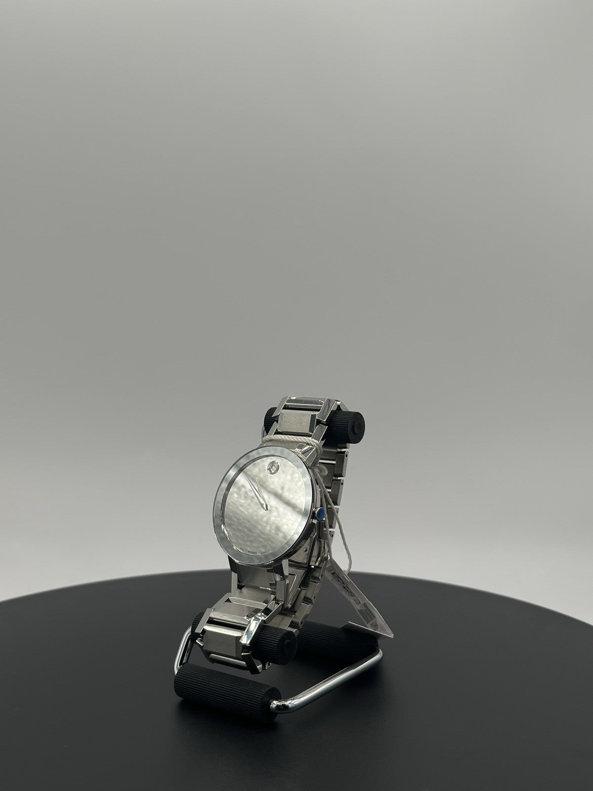 Movado Sapphire Silver Mirror Museum Dial Stainless Steel Men's Watch 0607178
