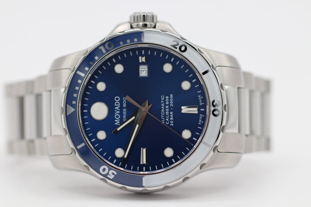 Movado Series 800 Automatic 42mm Blue Dial Stainless Steel Watch 2600158