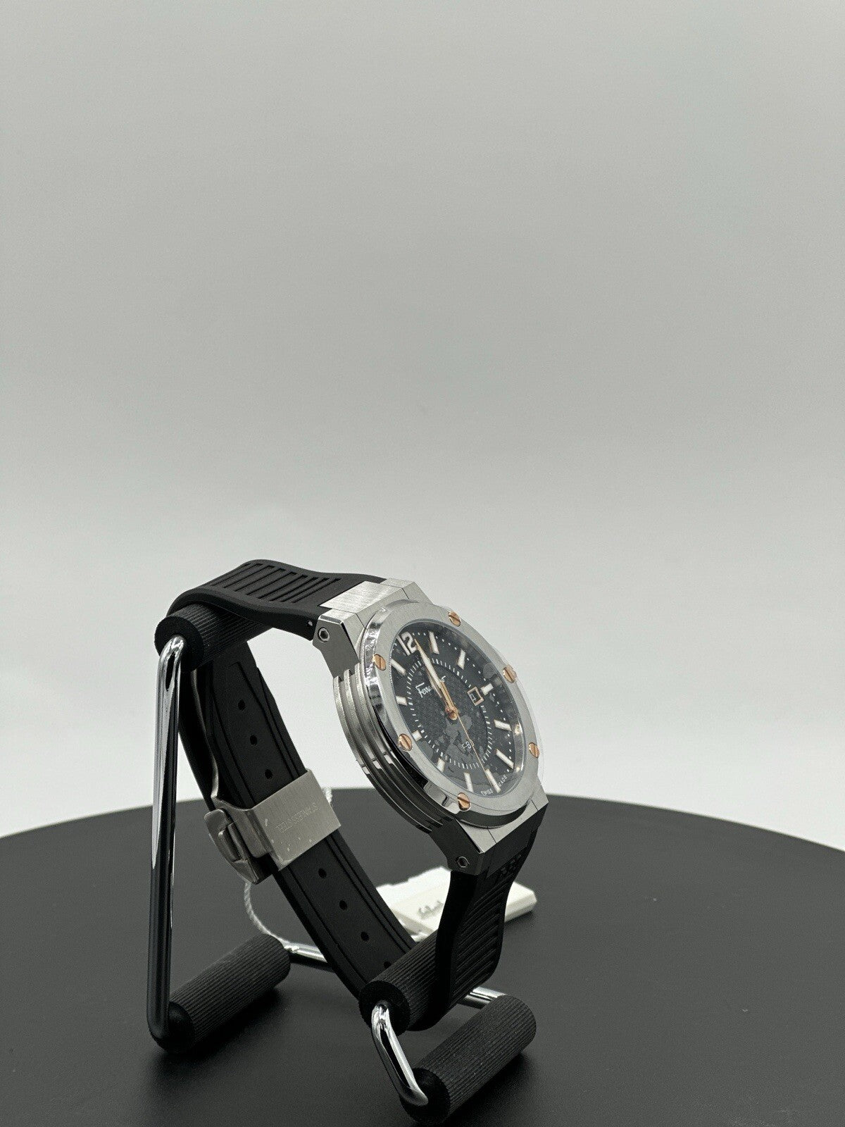 Salvatore Ferragamo F-80 44 mm Silver Stainless Steel with Black Rubber $1,195