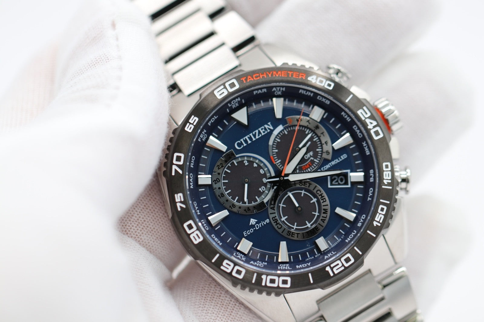 Citizen Eco-Drive CB5034-58L Men's 45mm Atomic S/Steel Chrono Watch