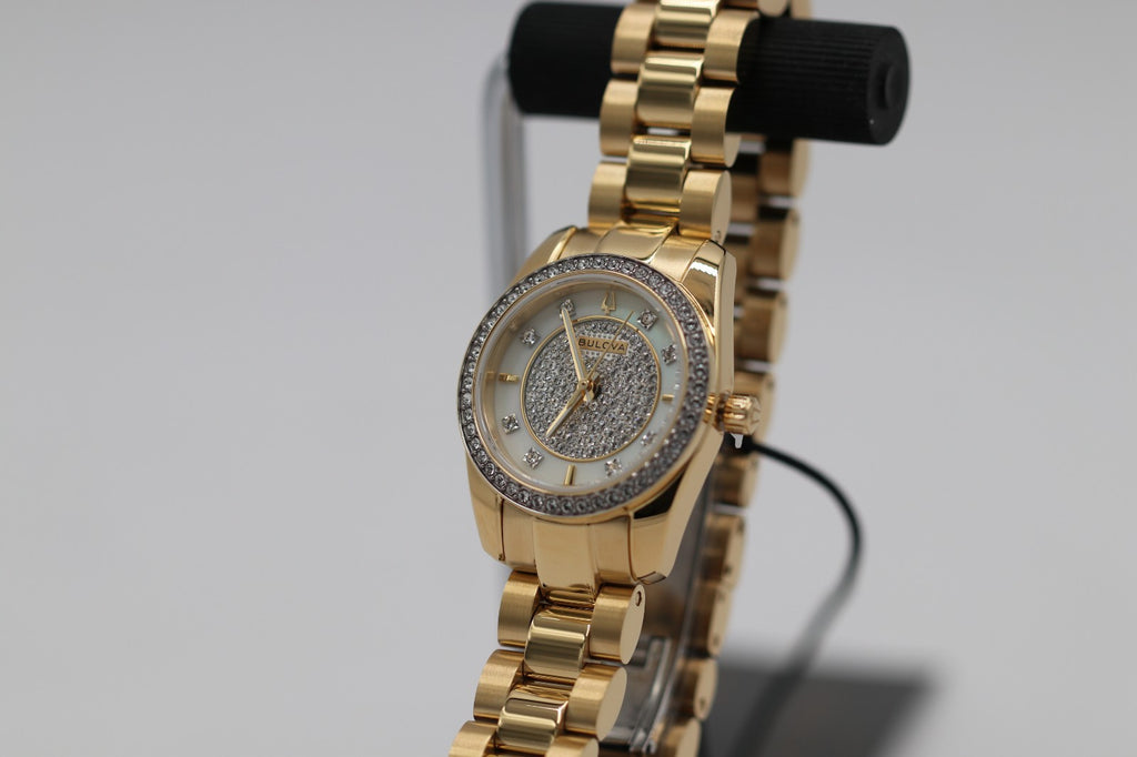 Bulova 98L315 Crystal Pave Gold-Tone Women's Dress Watch - MSRP $249