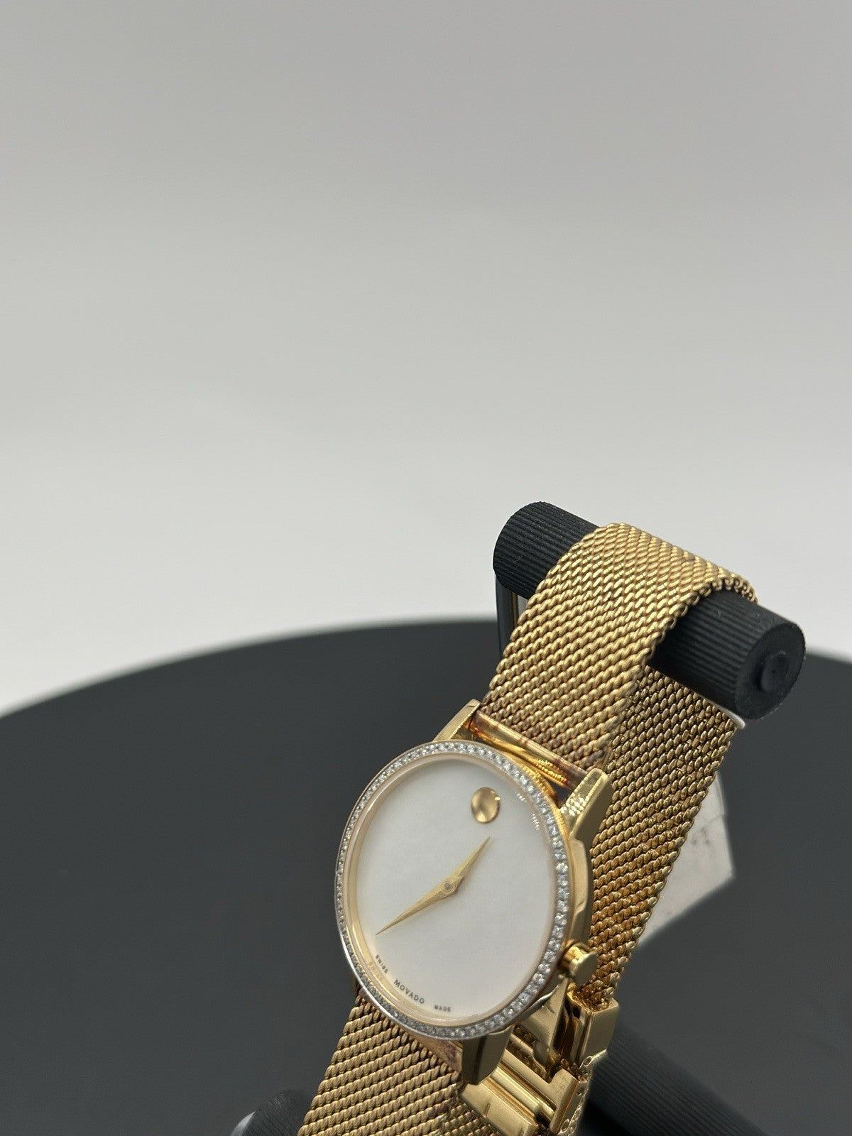 Movado Women's Watch 0607307 White MOP Dial Swiss Quartz Diamond Gold Mesh Band