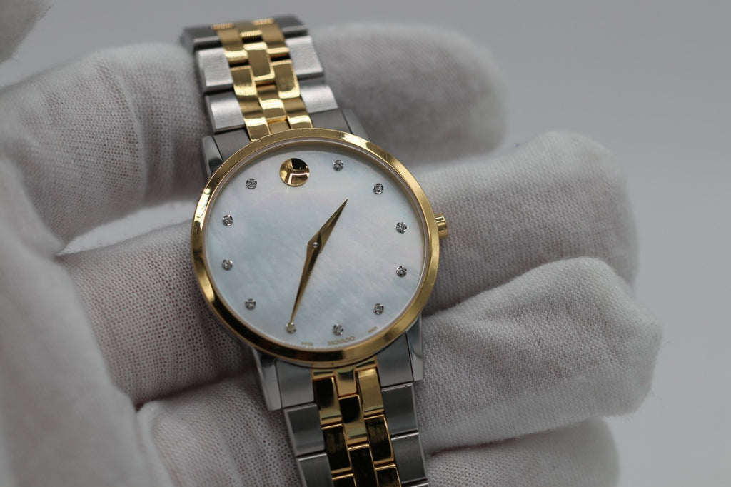 Movado Women's Watch 0607630 Mother of Pearl Diamond Swiss Quartz Two Tone Steel