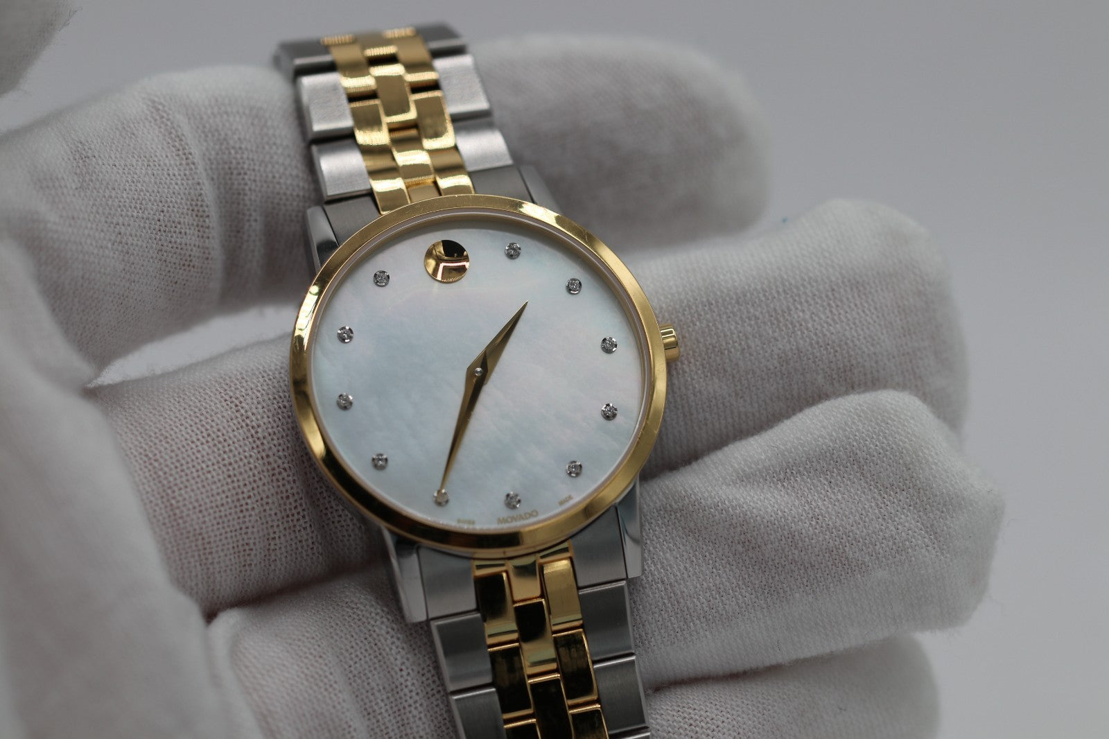 Movado Women's Watch 0607630 Mother of Pearl Diamond Swiss Quartz Two Tone Steel