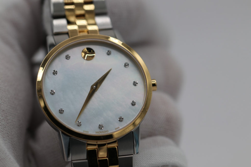 Movado Women's Watch 0607630 Mother of Pearl Diamond Swiss Quartz Two Tone Steel