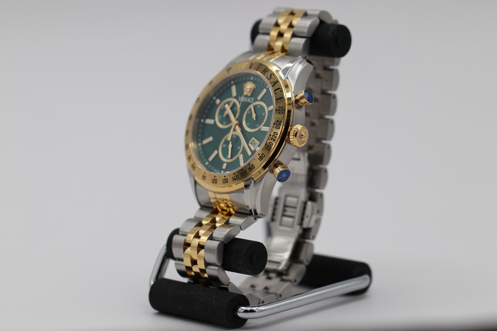 Versace Chrono Master Quartz Watch, PVD Gold, Green, 44 mm VE8R00524