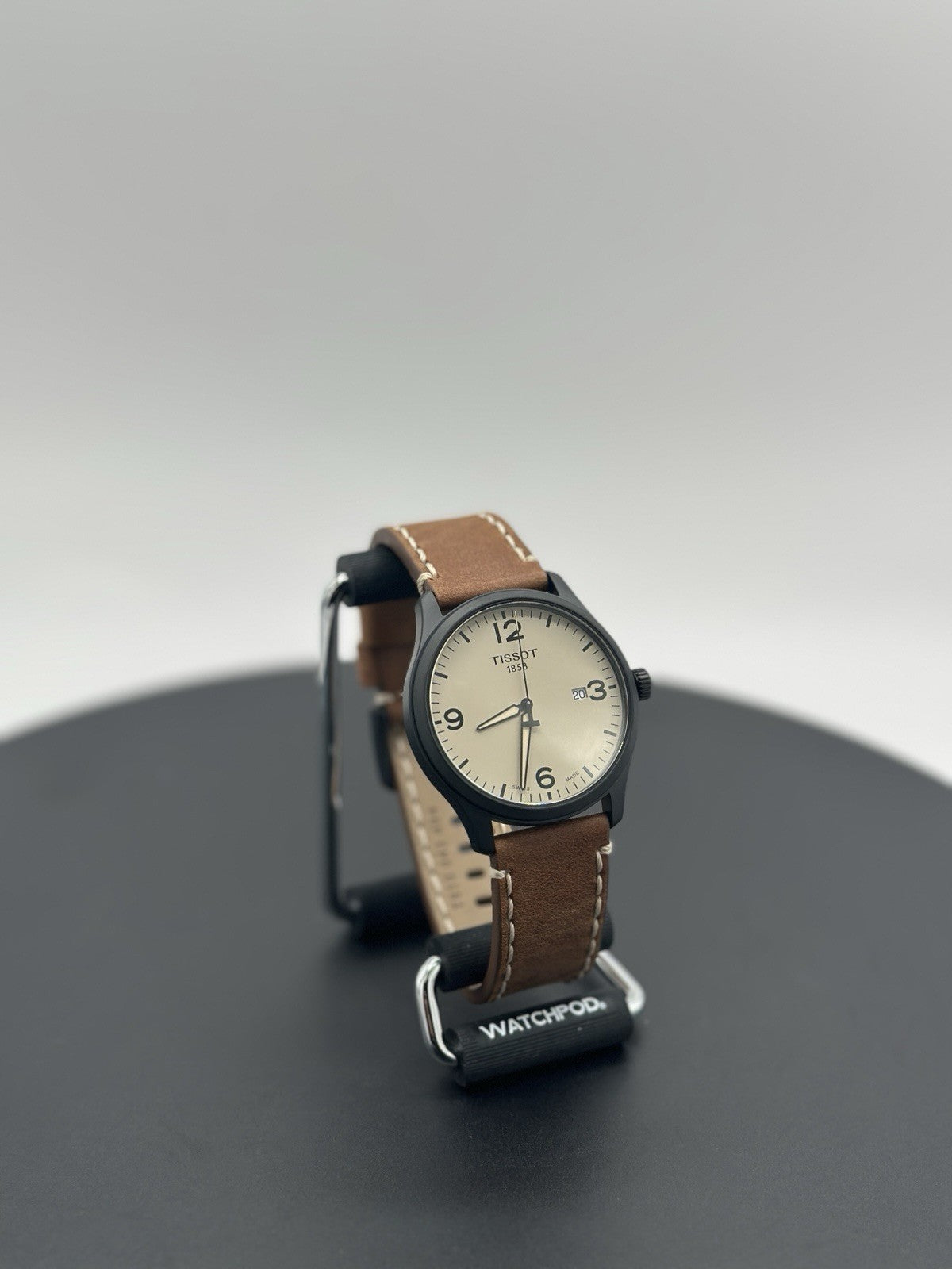 Tissot Mens Gent XL 316L 42mm Black Stainless Steel Case Brown Leather Strap