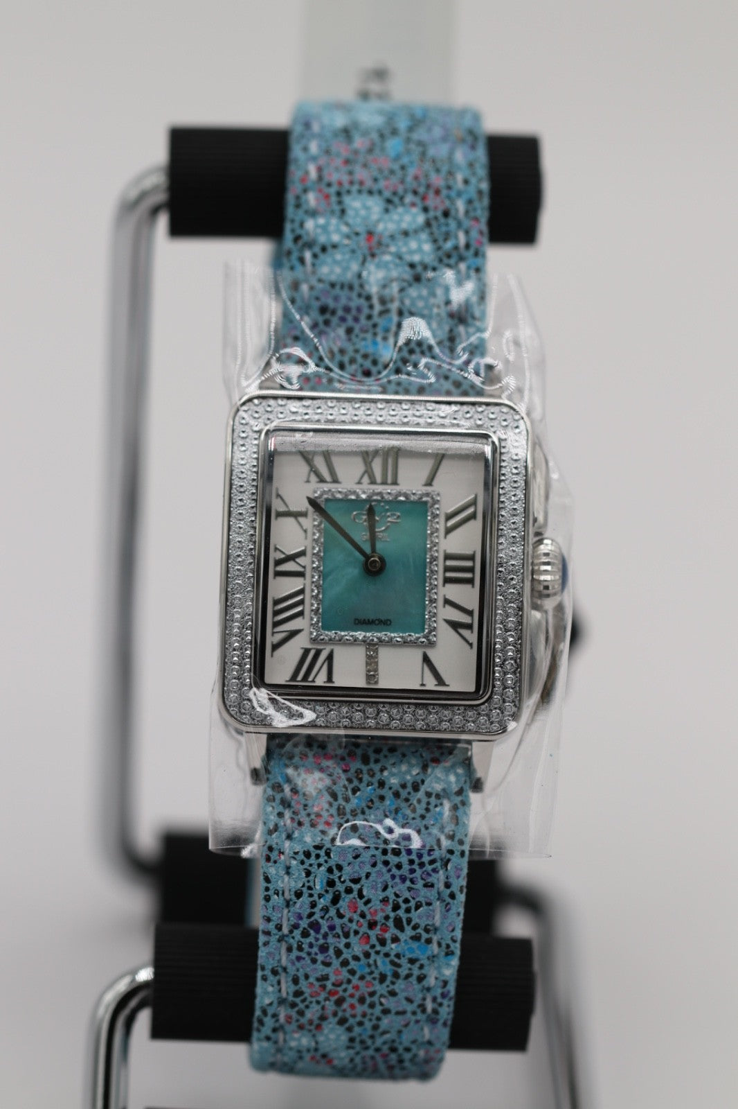 GV2 by Gevril Women's 12309F Padova Floral Blue MOP Dial Swiss Quartz Watch