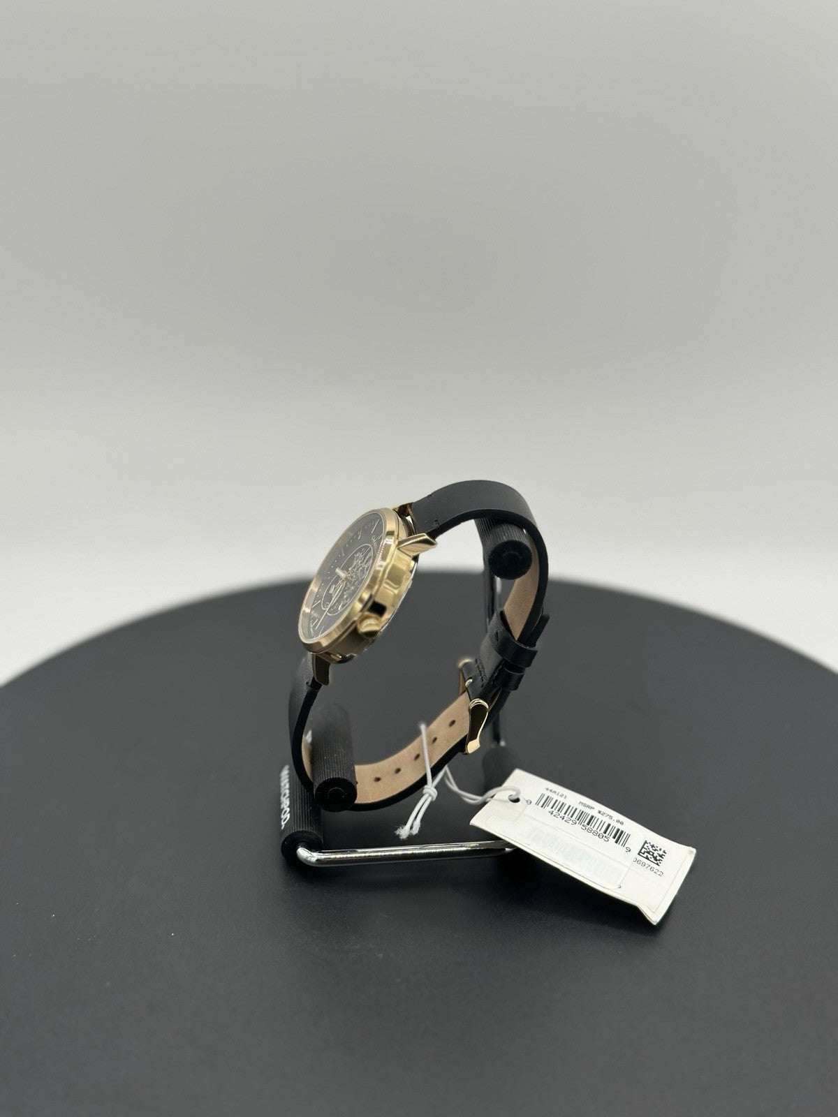 New Caravelle Men's Classic Black Dial Watch Genuine Leather Durable 44A121 $275