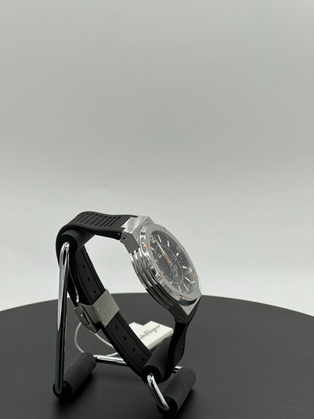 Salvatore Ferragamo F-80 44 mm Silver Stainless Steel with Black Rubber $1,195
