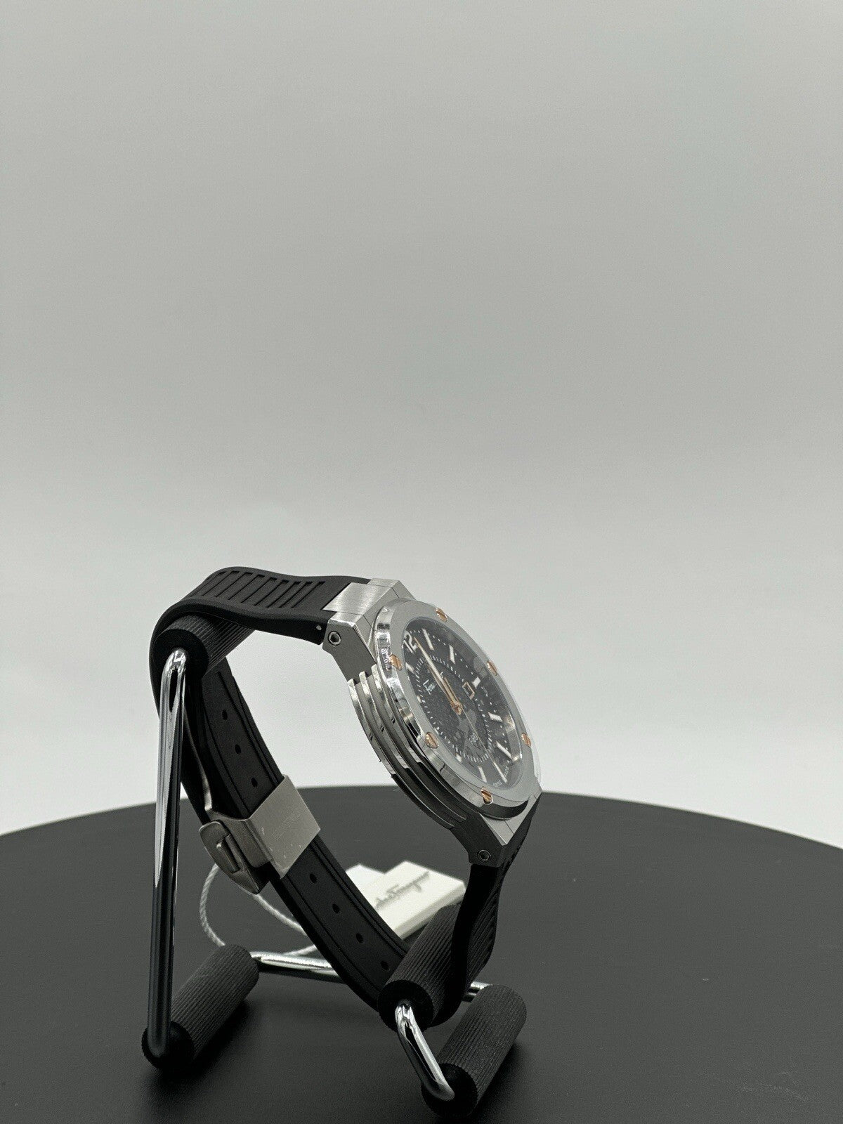 Salvatore Ferragamo F-80 44 mm Silver Stainless Steel with Black Rubber $1,195
