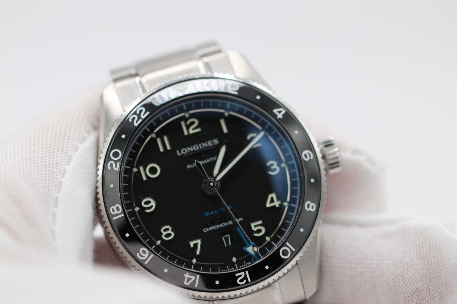 Longines Spirit Zulu Time 42mm Black Dial Steel Men's Watch L38124536