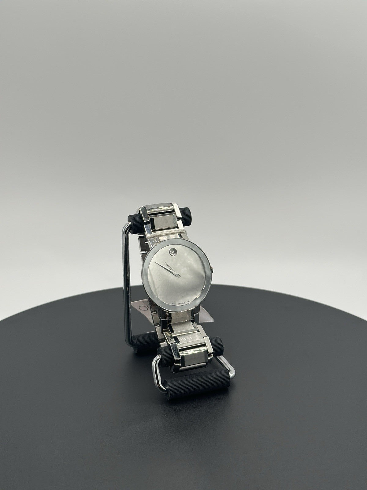 Movado Sapphire Silver Mirror Museum Dial Stainless Steel Men's Watch 0607178