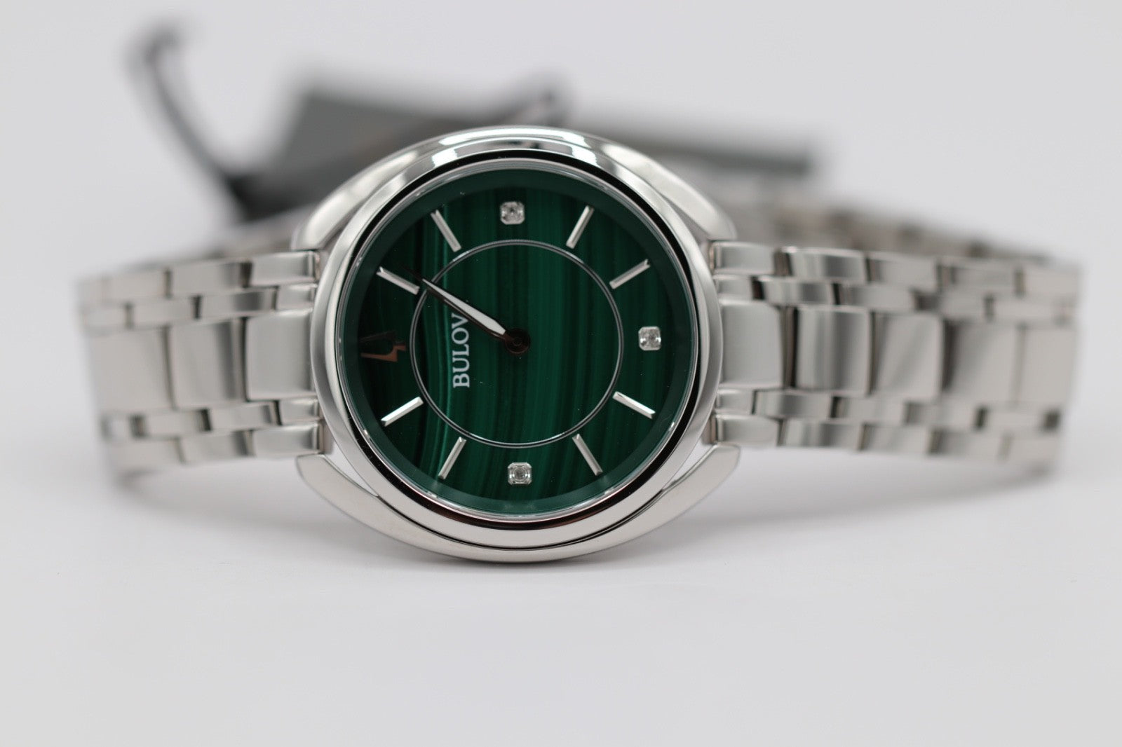 Bulova 96P256  Classic Diamond Malachite Stainless Steel Quartz Ladies Watch