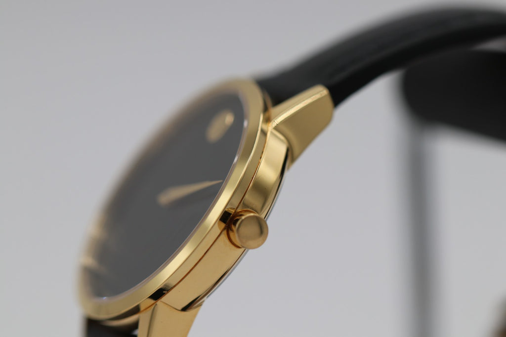 Movado Women's Watch 0607275 Swiss Quartz Gold Museum Black Dial Leather Band