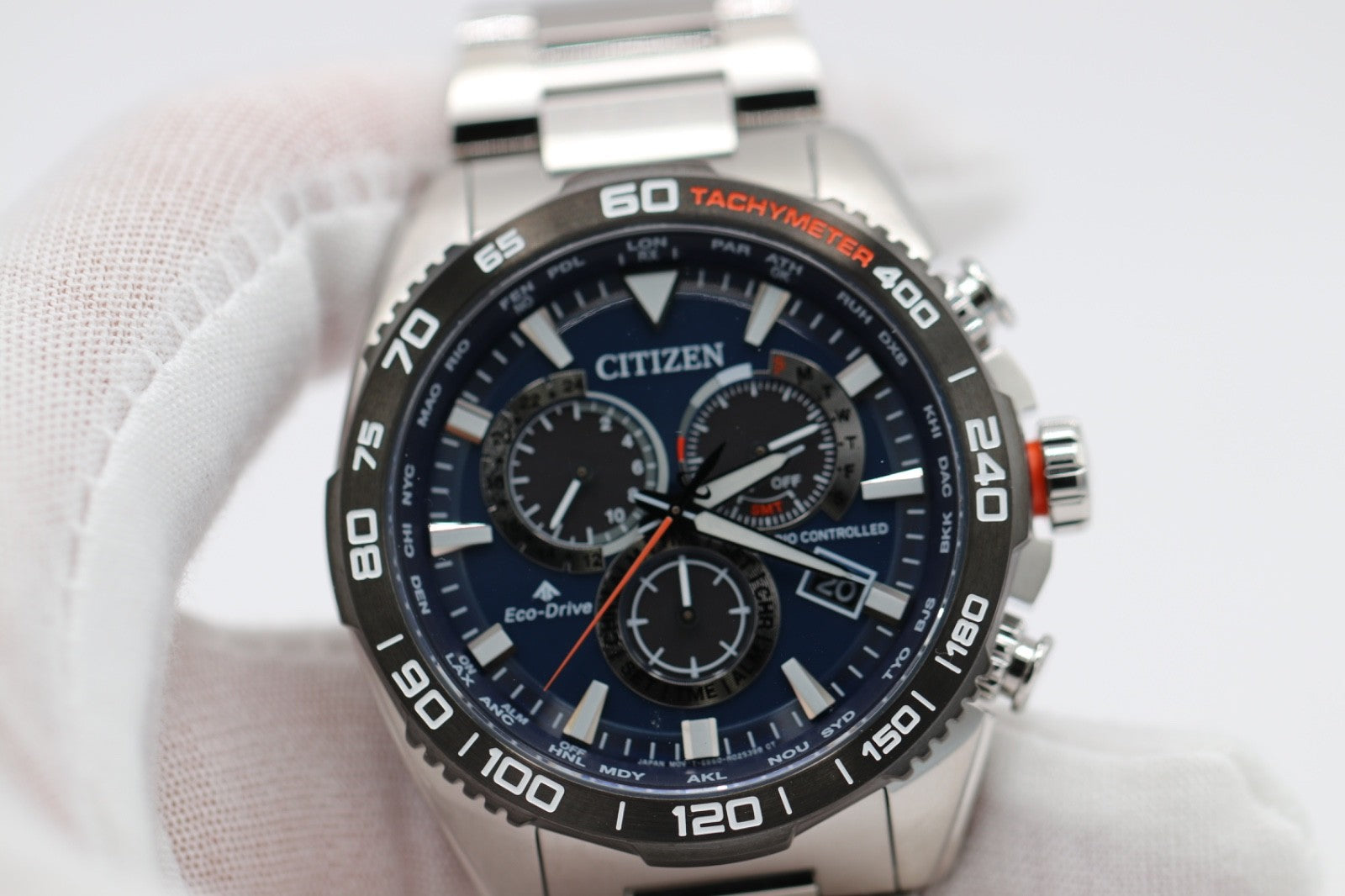 Citizen Eco-Drive CB5034-58L Men's 45mm Atomic S/Steel Chrono Watch