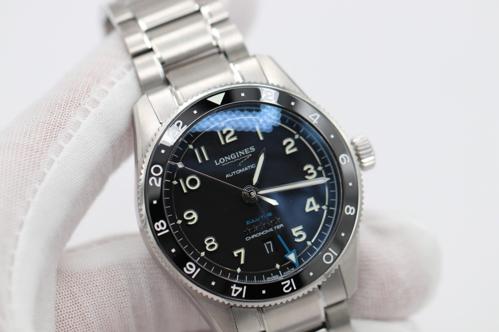 Longines Spirit Zulu Time 42mm Black Dial Steel Men's Watch L38124536