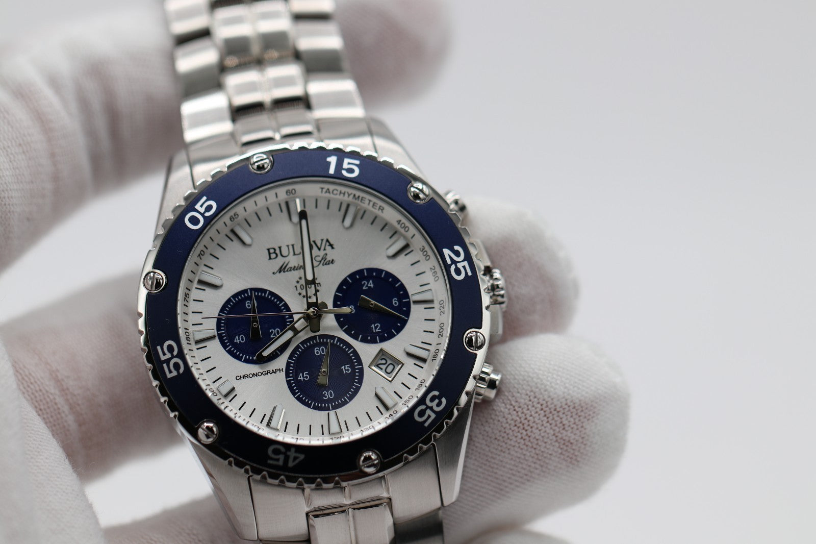 Bulova Marine Star Chronograph Stainless Steel Quartz Men's Watch 98B423