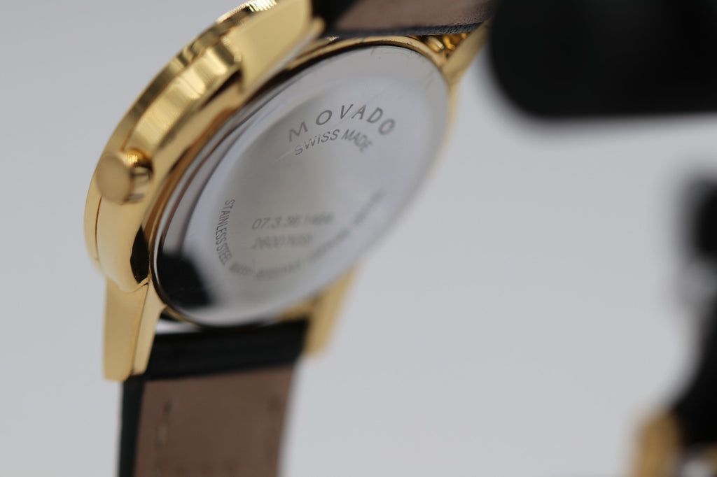 Movado Women's Watch 0607275 Swiss Quartz Gold Museum Black Dial Leather Band