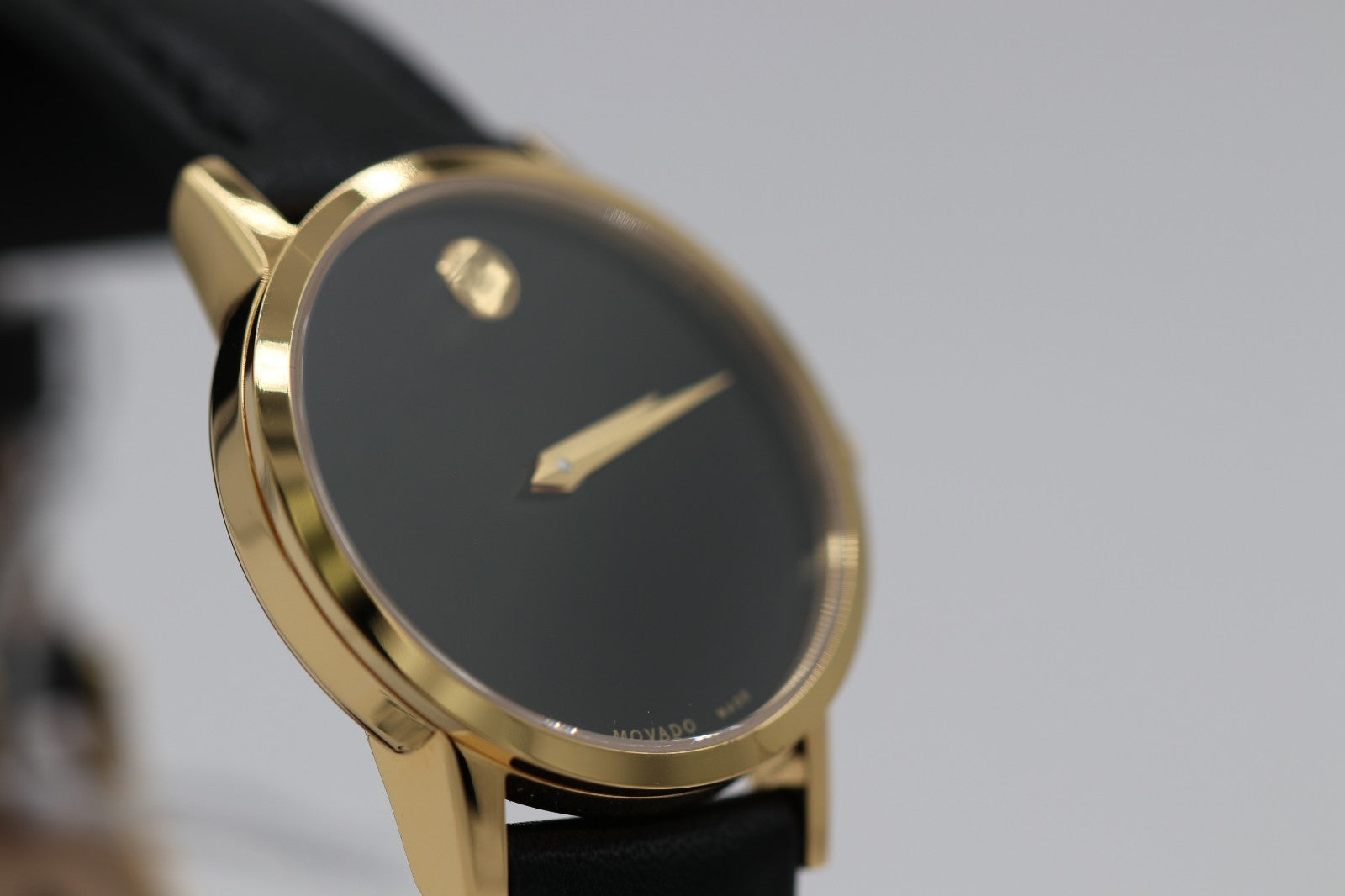 Movado Women's Watch 0607275 Swiss Quartz Gold Museum Black Dial Leather Band