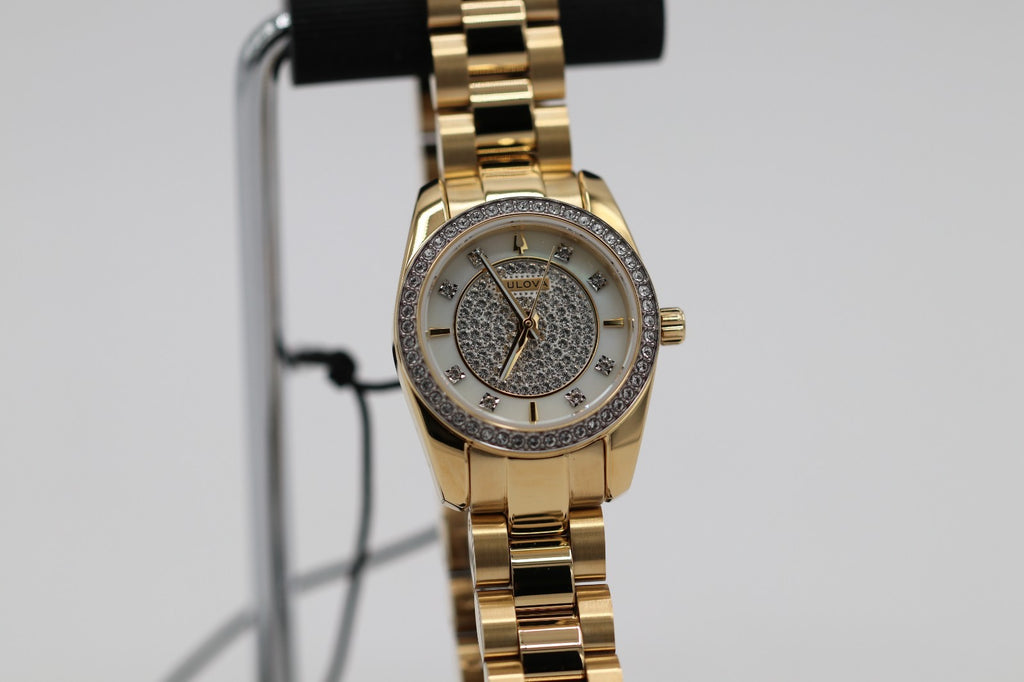 Bulova 98L315 Crystal Pave Gold-Tone Women's Dress Watch - MSRP $249