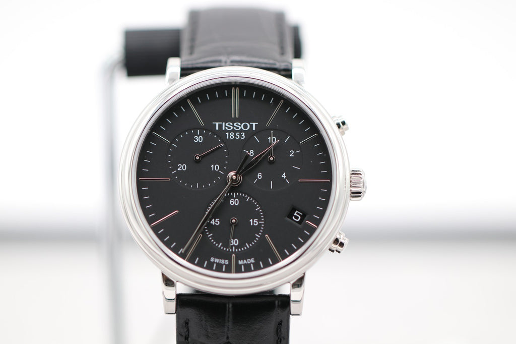 New Tissot Carson Premium Black Dial Leather 41m Mens Watch T1224171605100