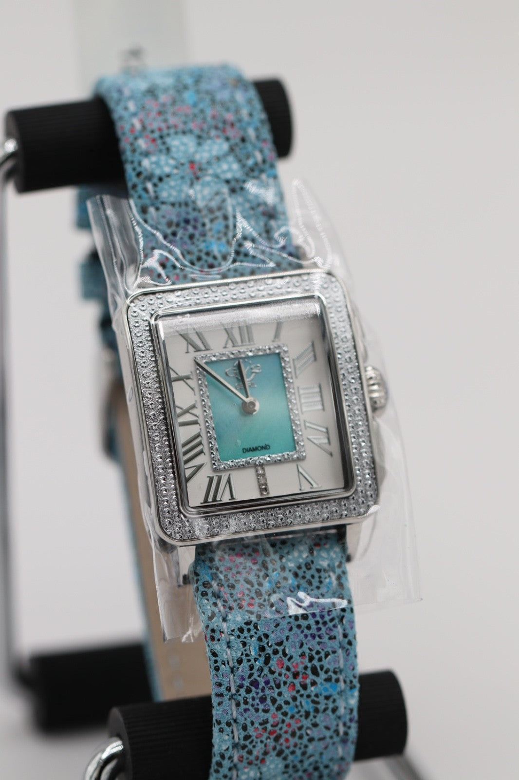 GV2 by Gevril Women's 12309F Padova Floral Blue MOP Dial Swiss Quartz Watch