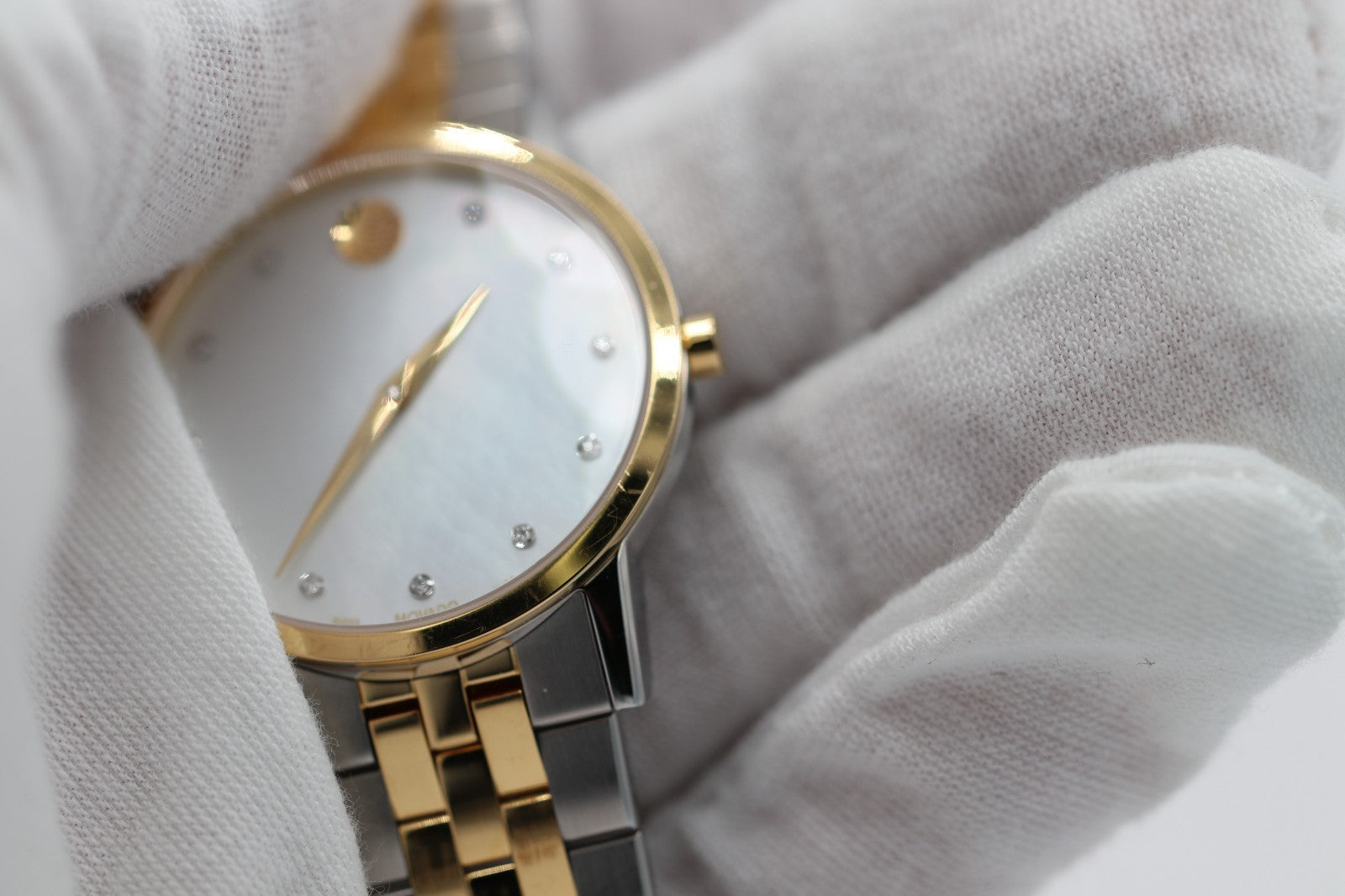 Movado Women's Watch 0607630 Mother of Pearl Diamond Swiss Quartz Two Tone Steel