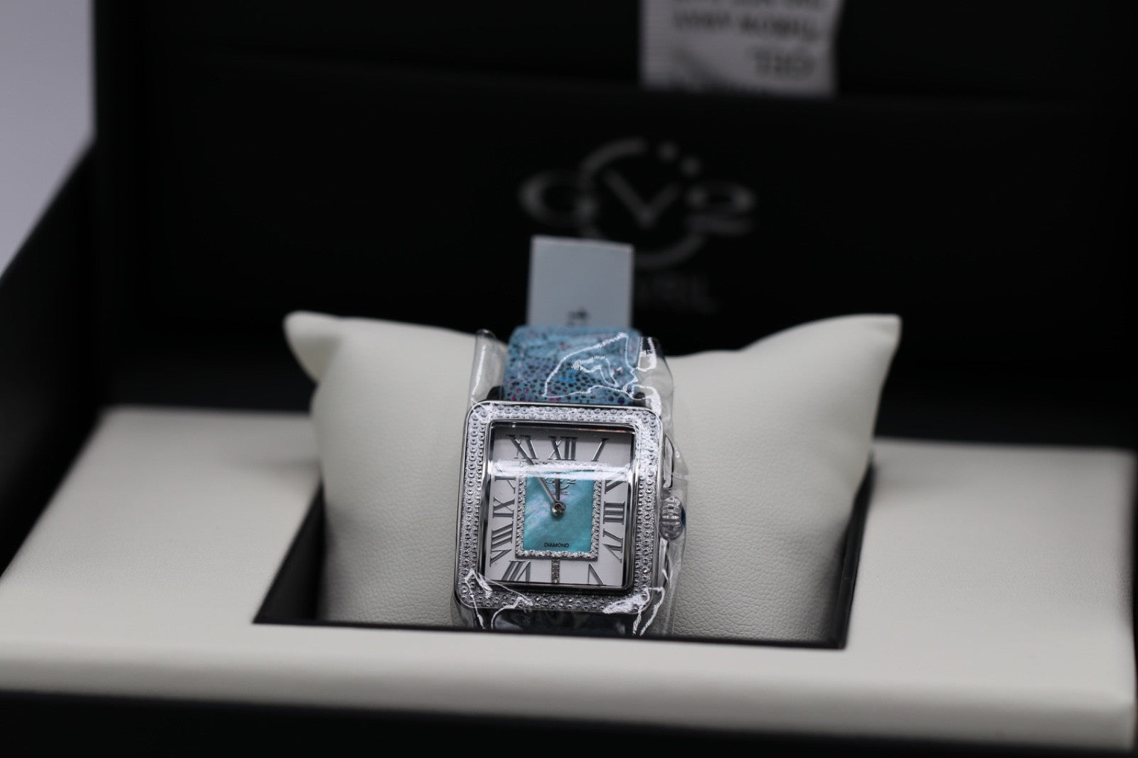 GV2 by Gevril Women's 12309F Padova Floral Blue MOP Dial Swiss Quartz Watch