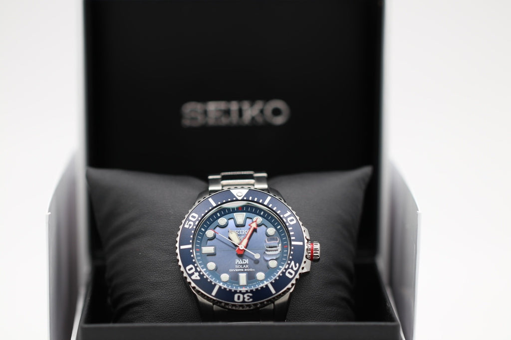 Seiko SNE549 Prospex Mens Watch Silver-Tone 43.5Mm Stainless Steel Blue Dial 