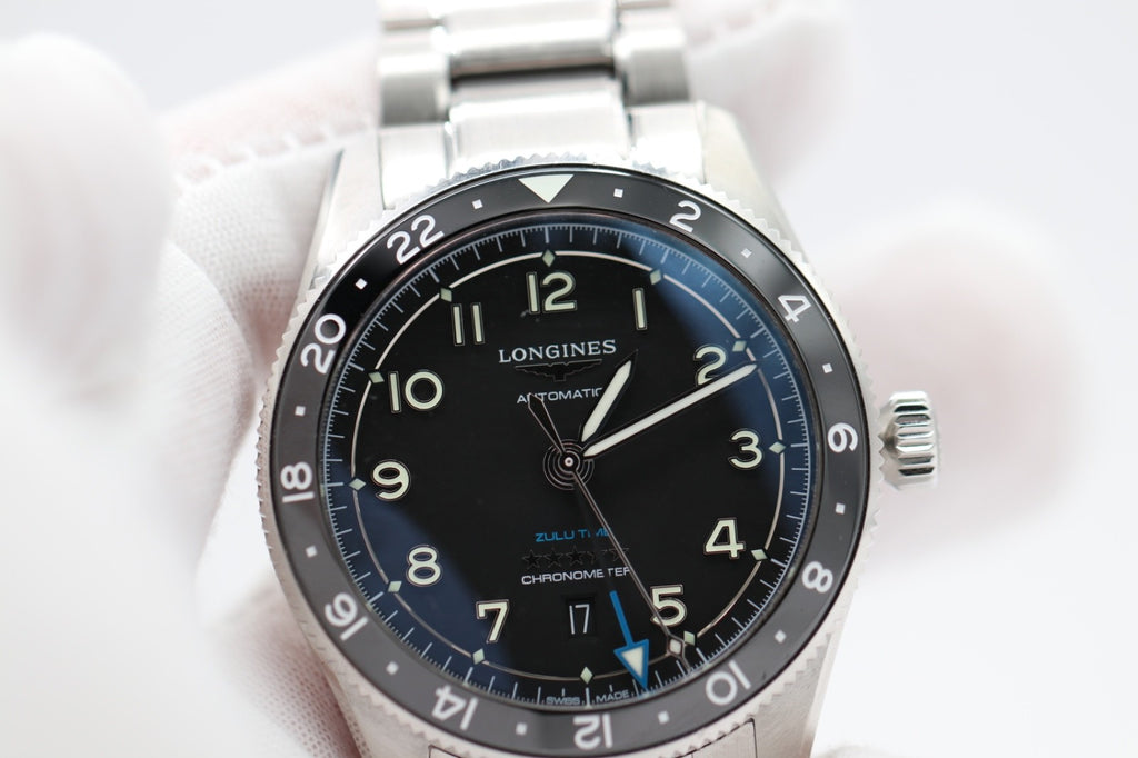 Longines Spirit Zulu Time 42mm Black Dial Steel Men's Watch L38124536