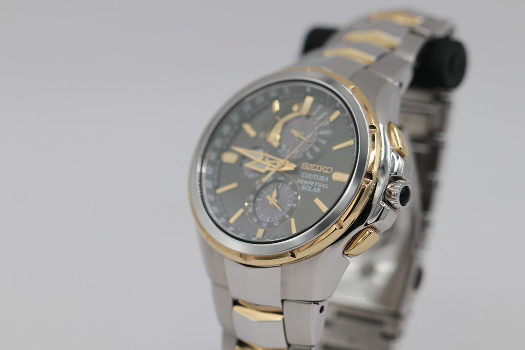 Men's Seiko Coutura Perpetual Chronograph Two Tone Watch SSC376