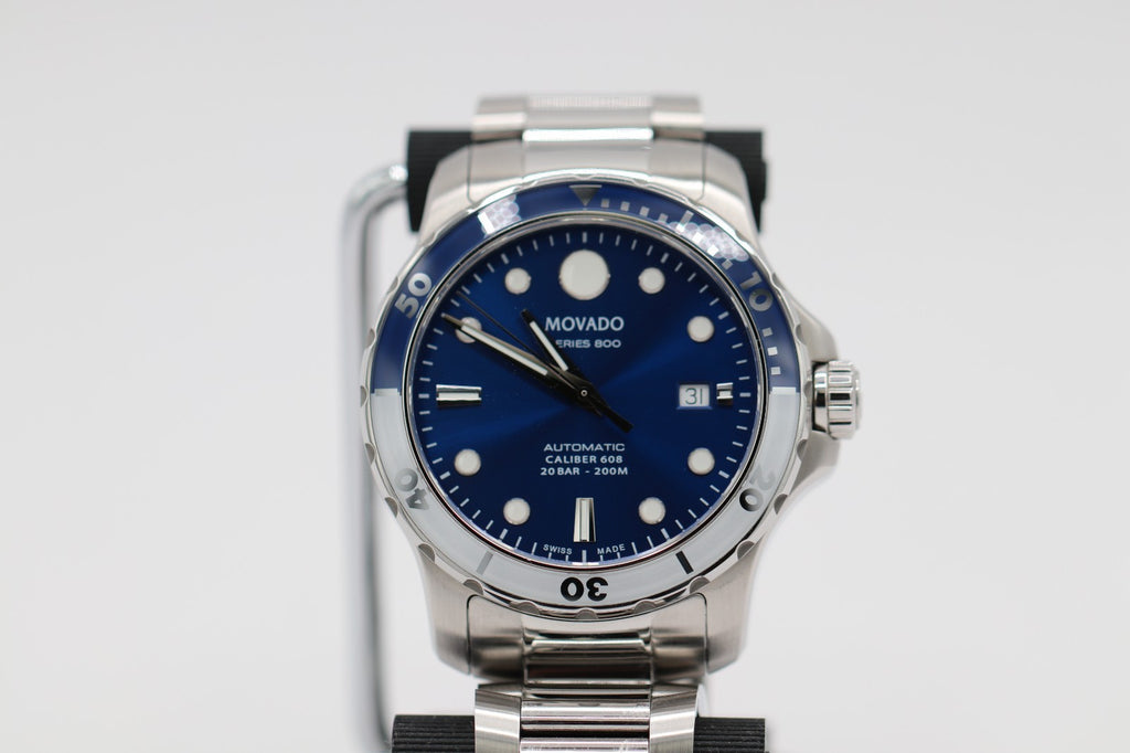 Movado Series 800 Automatic 42mm Blue Dial Stainless Steel Watch 2600158