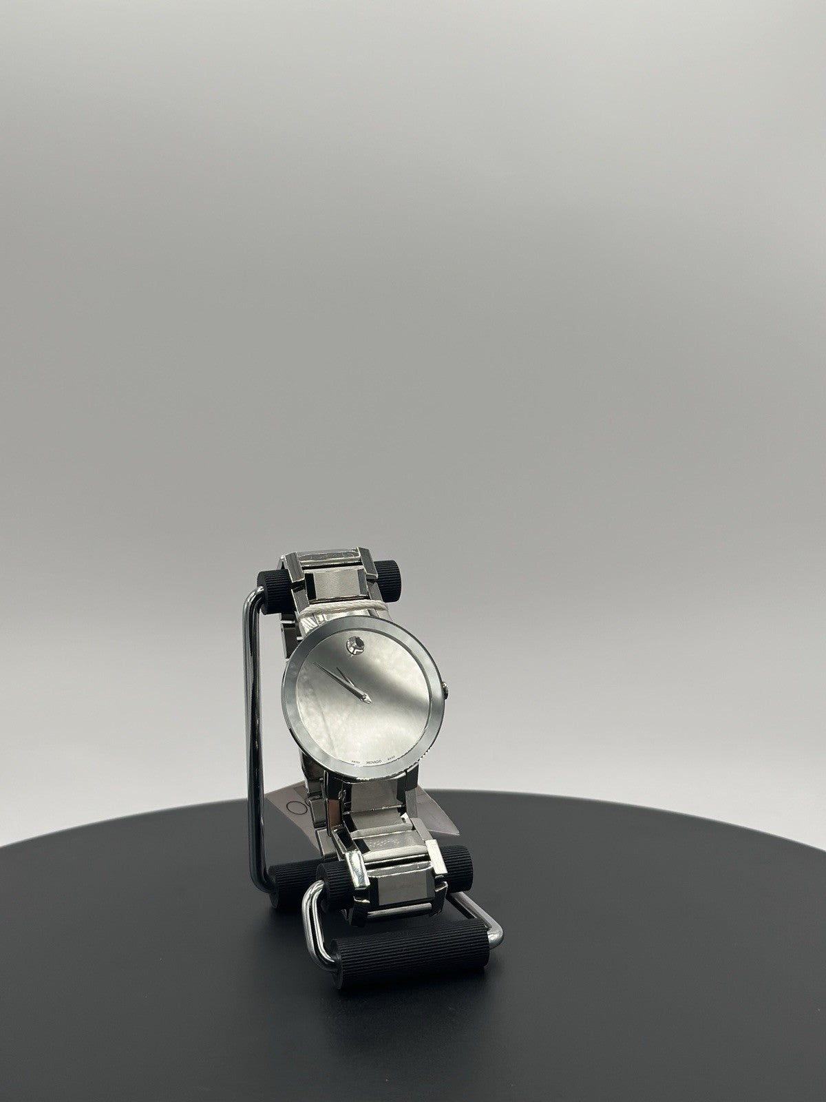 Movado Sapphire Silver Mirror Museum Dial Stainless Steel Men's Watch 0607178